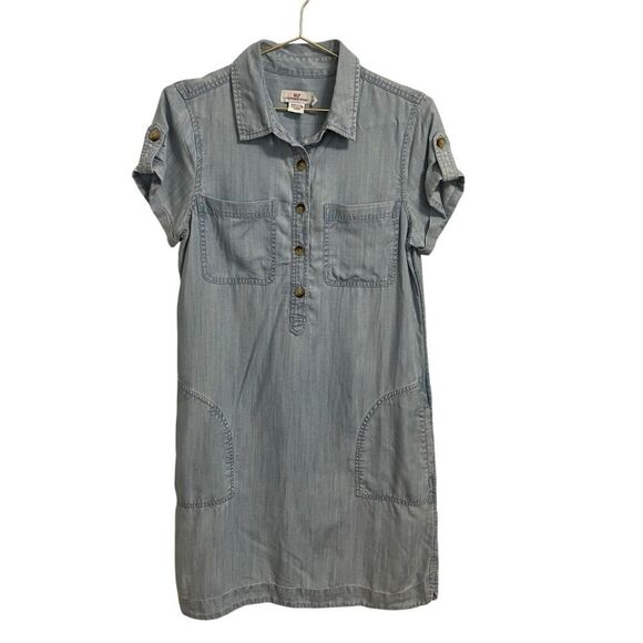 Vinyard Vines Chambray Pocket Short Sleeve Dress Size 4 NWT - Picture 1 of 8